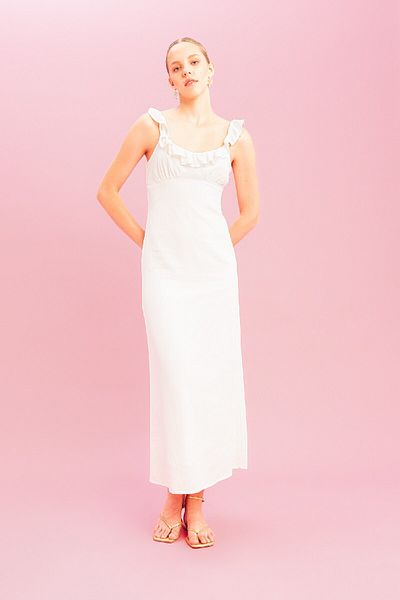 DeFacto Leinen Maxikleid - A-Linie, Träger D0349AX24SM