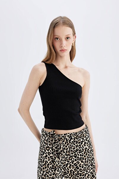 DeFacto Slim Fit Dar Kesim Tek Omuzlu Fitilli Kaşkorse Casual Atlet A7453AX24SM