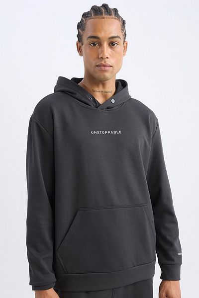 DeFacto Fit Standard Fit Hooded Rigging με στάμπα καγκουρό τσέπη Skuba Diver Αθλητικό φούτερ D1