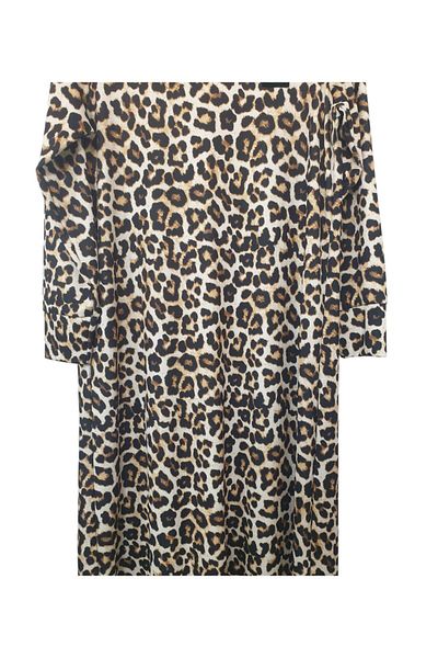 GGMM Leopard Patterned Twill Fabric Dress Length 140 cm