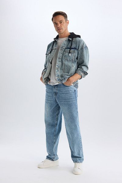 DeFacto Geknöpfte saisonale Jeansjacke mit weiten Formtüren – Frühling D0417ax24au