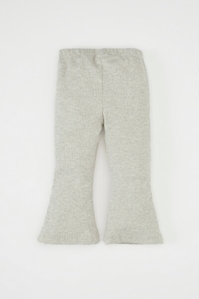 DeFacto Baby Girl Flared Leg Ribbed Camisole Elastic Waist Gray Basic Plain Leggings Z4739A224Au
