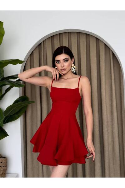 Butik Şenel Scarlet Elegance mini kloş mezuniyet elbisesi