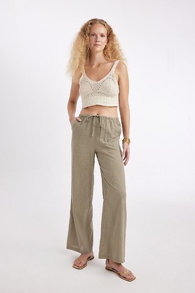 DeFacto Wide Leg Double Pocket Regular Waist Standard Length Pants D1009Ax24Hs