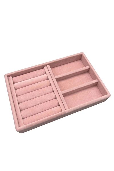 MeGass Dekor Suede Fabric Pink Color 22 cm / 14 cm Drawer Jewelry Stand