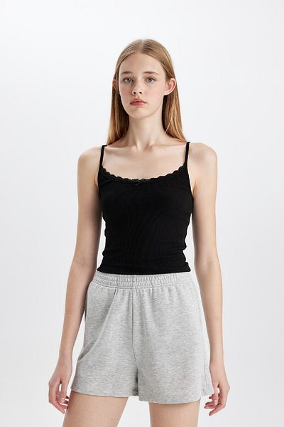 DeFacto Μπλουζάκι με ραβδώσεις V-Neck - D1240axbk81mc Καμισόλα
