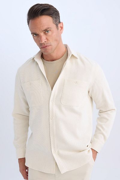 DeFacto Relax Fit Polo Neck Flannel Long Sleeve Shirt D1061Ax24Wn