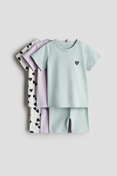 H&M 3'lü Pamuklu Pijama Takımı