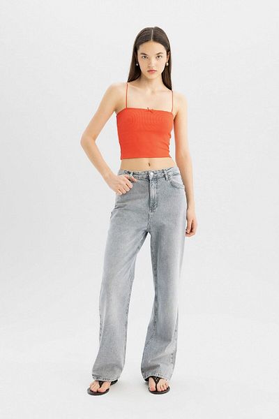 DeFacto Geripptes Camisole-Unterhemd mit dünnen Trägern – D1382ax24sm