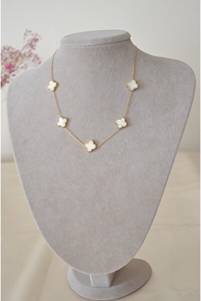 FEMELISE BEYAZ SEDEF VAN CLEEF KOLYE ALTIN