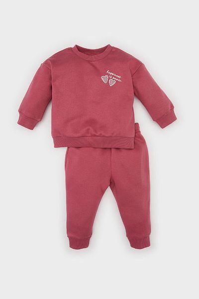 DeFacto Crew Neck Printed Sweatshirt and Elastic Waist Sweatpants for Baby Girl - D0813A524Wn