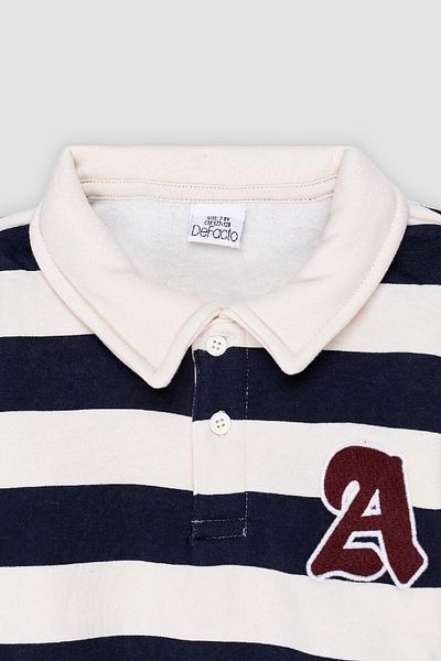 DeFacto Boy's Polo Neck Striped Embroidered Sweatshirt C9795A824Au