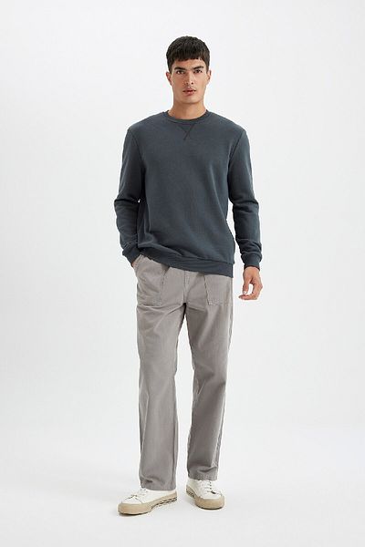 DeFacto Φούτερ με κανονική εφαρμογή Crew Neck Thick Basic Απλό T3777az24au