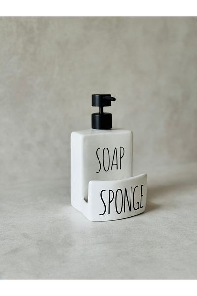 Dekorzdükkan Soap & Sponge Ceramic Liquid Soap Dispenser
