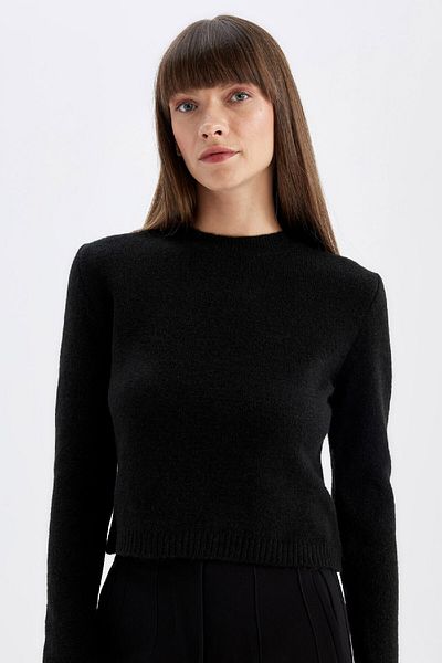 DeFacto Pulover de tricotaj cu decolteu rotund premium - Regular Fit C9047ax24wn
