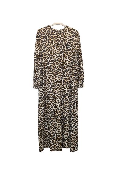 GGMM Leopard Patterned Twill Fabric Dress Length 140 cm