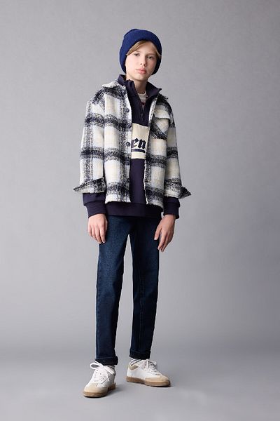 DeFacto Boy Oversize Wide Fit Polo Neck Flannel Checked Shirt C9076A824Wn