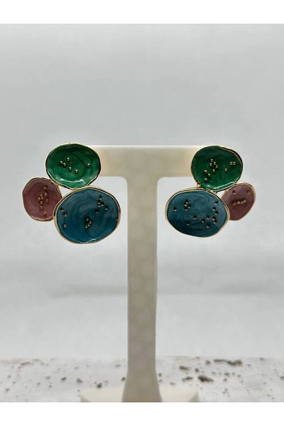 lysiaaccessory Three Color Design Steel Earrings