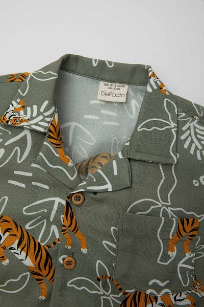 DeFacto Baby Boy Patterned Apache Collar Short Sleeve Shirt - D1876A524Sm