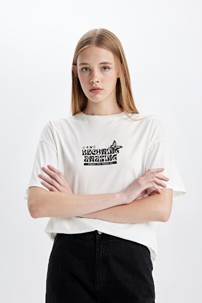 DeFacto Oversize Fit Crew Neck Printed Short Sleeve T-shirt D1983AX24SM
