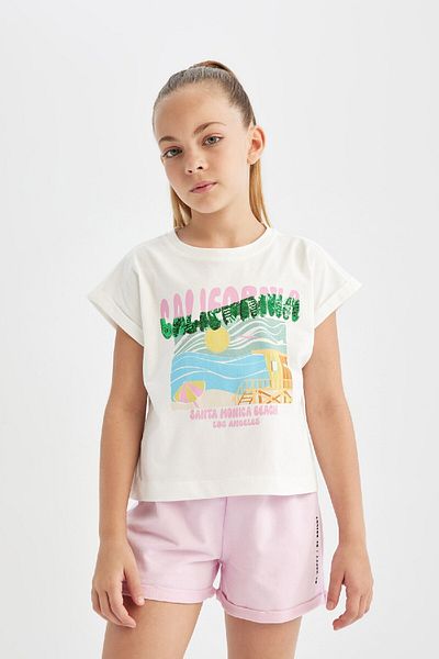 DeFacto Girl's Printed Elastic Waist Shorts D0905A824Hs