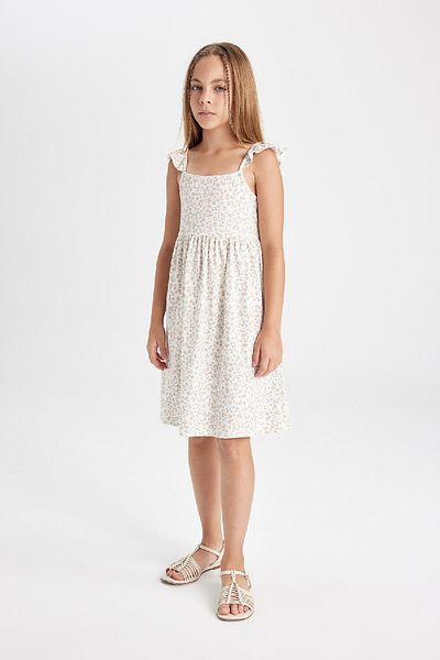 DeFacto Floral Patterned Girl's Strappy Dress - D2068a824sm