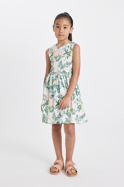DeFacto Gemustertes ärmelloses Kleid aus gekämmter Baumwolle für Mädchen D2341A824SM