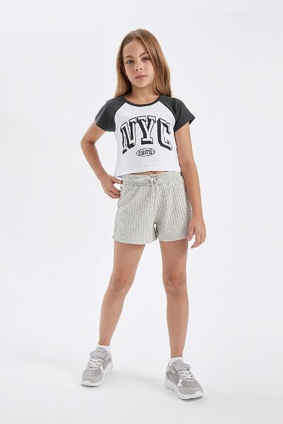DeFacto Ribbed Girl's Camisole Shorts - D2009A824SM