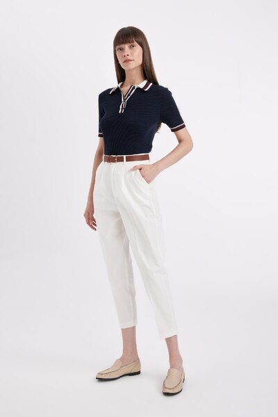 DeFacto Carrot Fit Gabardine Pants High Waist Short Leg D2732Ax24Sm