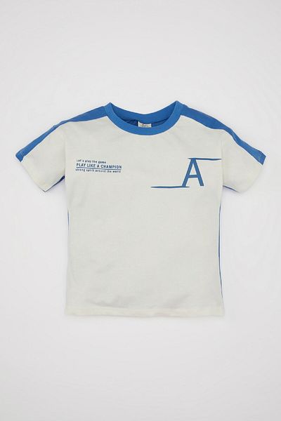 DeFacto Baby Boy - Crew Neck Printed Short Sleeve T-Shirt D1475A524Sm