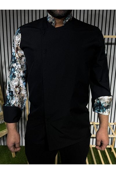 BURAK ALDAY SHOES Jachetă de bucătar unisex cu model din hârtie importată, cu mâneci lungi și închidere cu capse