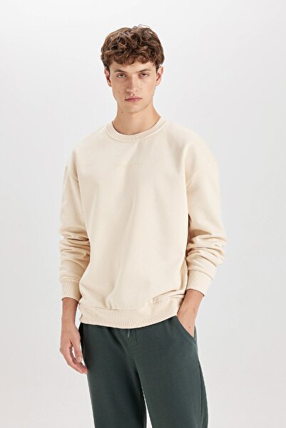 DeFacto Boxy Fit Bisiklet Yaka Baskılı Sweatshirt X8282az24au