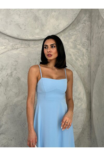 S&A Collectionn Rochie maxi până la genunchi, căptușită cu bretele subțiri