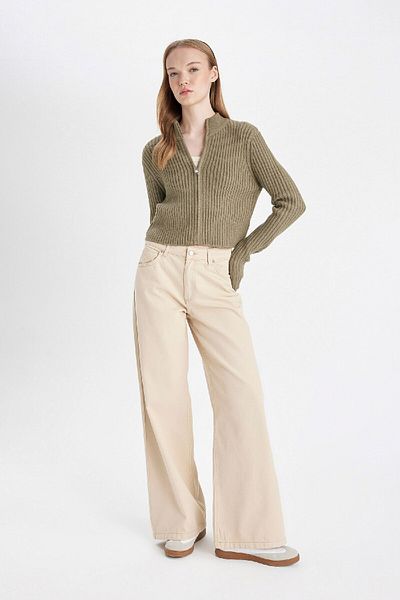 DeFacto Half Turtleneck Zippered Knitwear Slim Fit Cardigan - A5607Ax24Wn