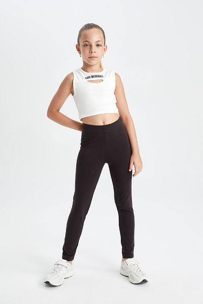 DeFacto Girl's Crop Crew Neck Printed Athlete D2763A824Au