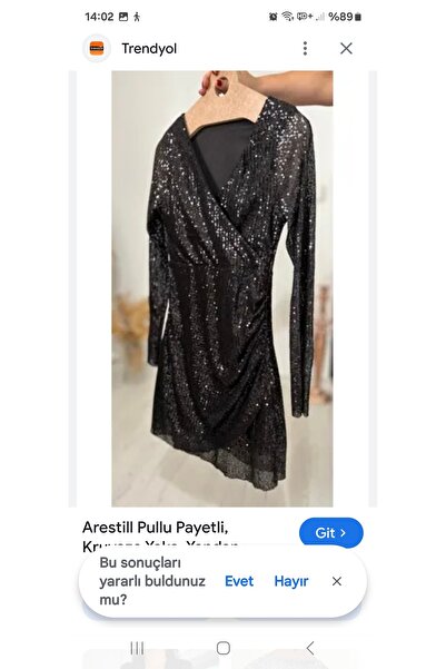 MODA Kravuze yaka pul payetli premium kalite siyah şık elbise