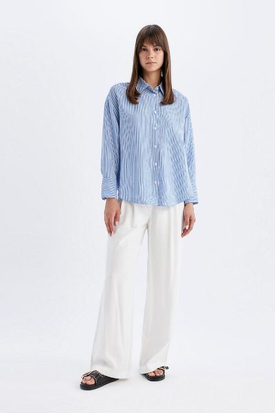DeFacto Relaxed Fit ριγέ τουνίκ πουκάμισο - Μακρυμάνικο D1439AX24HS