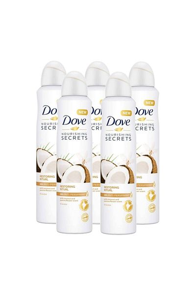 Dove Deodorant spray femei Dove Nourishing Secrets Coco & Jasmine, 5 x 250 ml