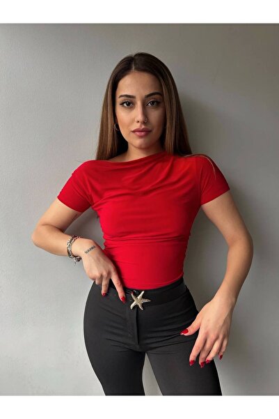 Butik Beyza Gathered Short Sleeve One Shoulder