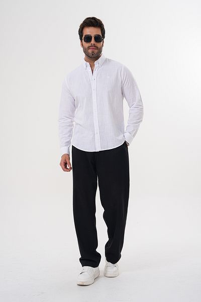 Catto Peak Men's 100% Cotton Breathable Sweat Absorbent Washable Embroidered Regular Shirt
