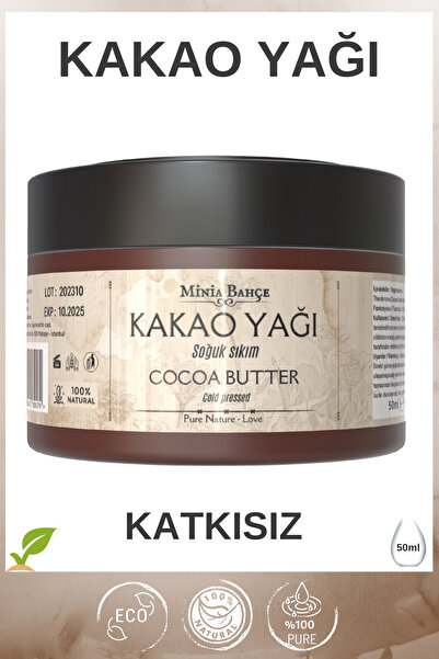 Minia Bahçe Bitki ve Sanat Atölyesi Soğuk Sıkım Kakao Yağı %100 Doğal & Saf 50 Ml