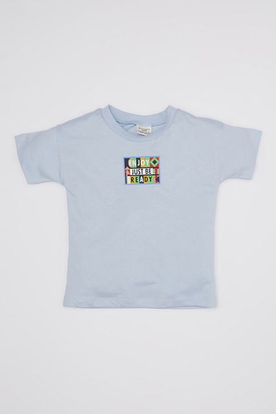 DeFacto Tricou cu mânecă scurtă imprimat cu gât crew pentru bebeluși D1480a524sm