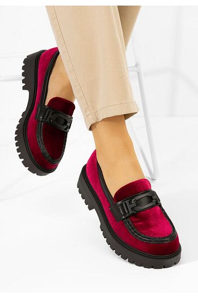B T Shoes Angelita red thick-soled loafers