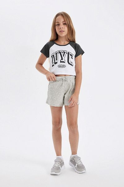 DeFacto Ribbed Girl's Camisole Shorts - D2009A824SM