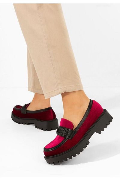 B T Shoes Angelita red thick-soled loafers