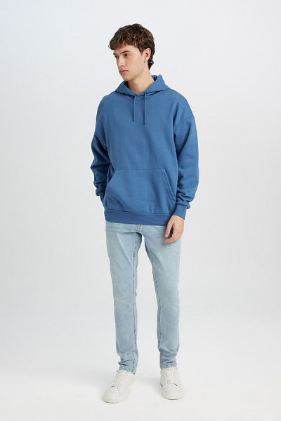 DeFacto Oversize Wide Fit Hooded Kangaroo Pocket Basic Plain Sweatshirt X8287Az24Au