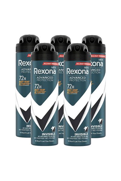 Rexona Rexona Advanced Protection Invisible Men's Deodorant Spray, 5 x 150 ml