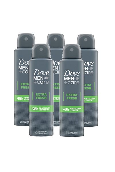 Dove Antiperspirant spray barbati Dove Men Care+ Extra Fresh, 5 x 150 ml