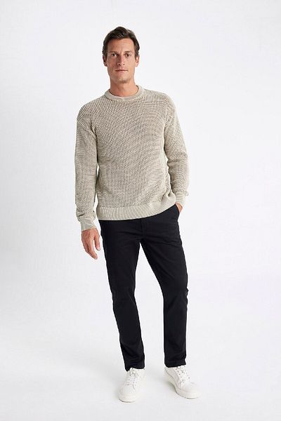 DeFacto Πλεκτό πουλόβερ με υφή Crew Neck Relax Fit D2061ax24au