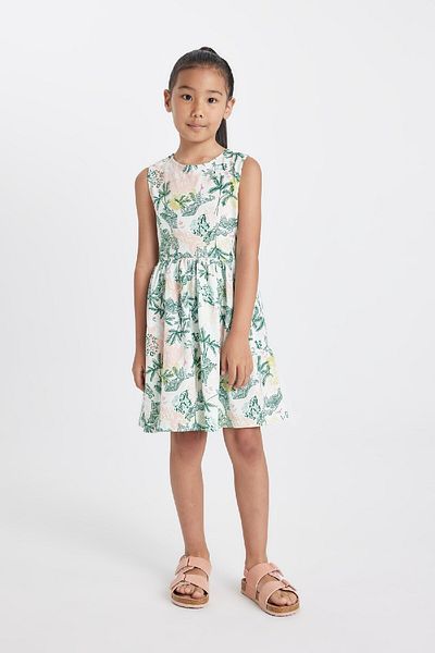 DeFacto Gemustertes ärmelloses Kleid aus gekämmter Baumwolle für Mädchen D2341A824SM